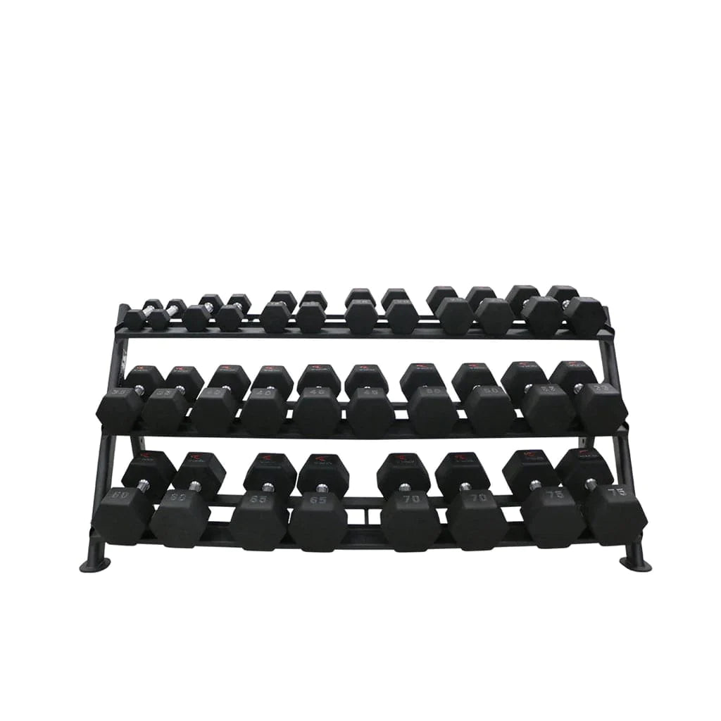 TKO 3 Tier Horizontal Dumbbell Rack for 15 Pairs