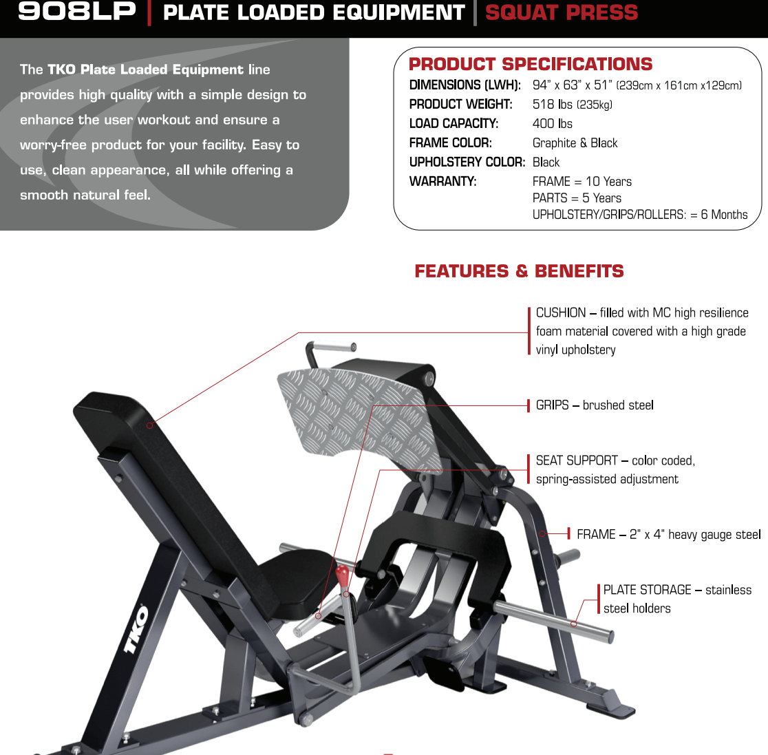 TKO Plate Loaded Leg Press Machine