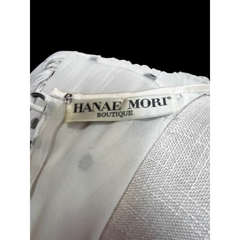 Hanae Mori Womens Puff Sleeve Western Dress Polka Dots Size 4 100% Polyester