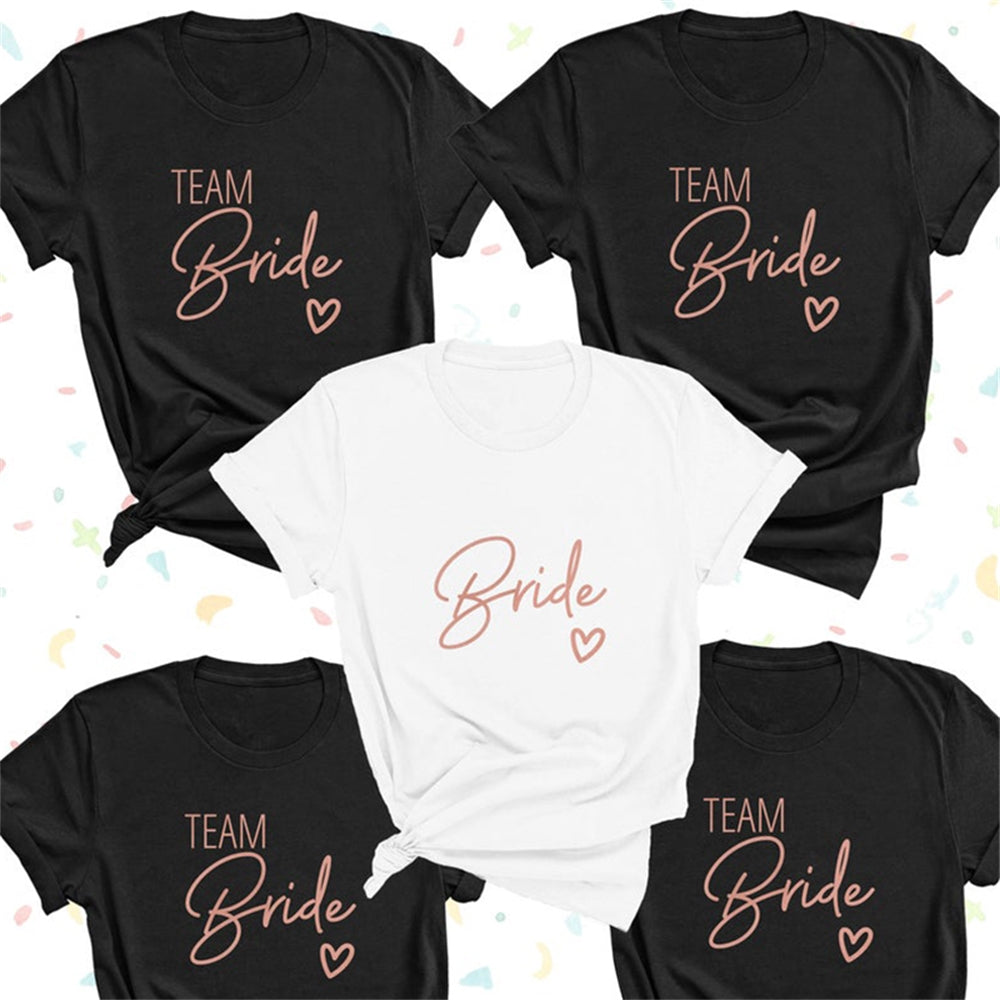 Team Bride Love Heart T Shirt Aesthetic Bridesmaid Bride Squad T-shirt