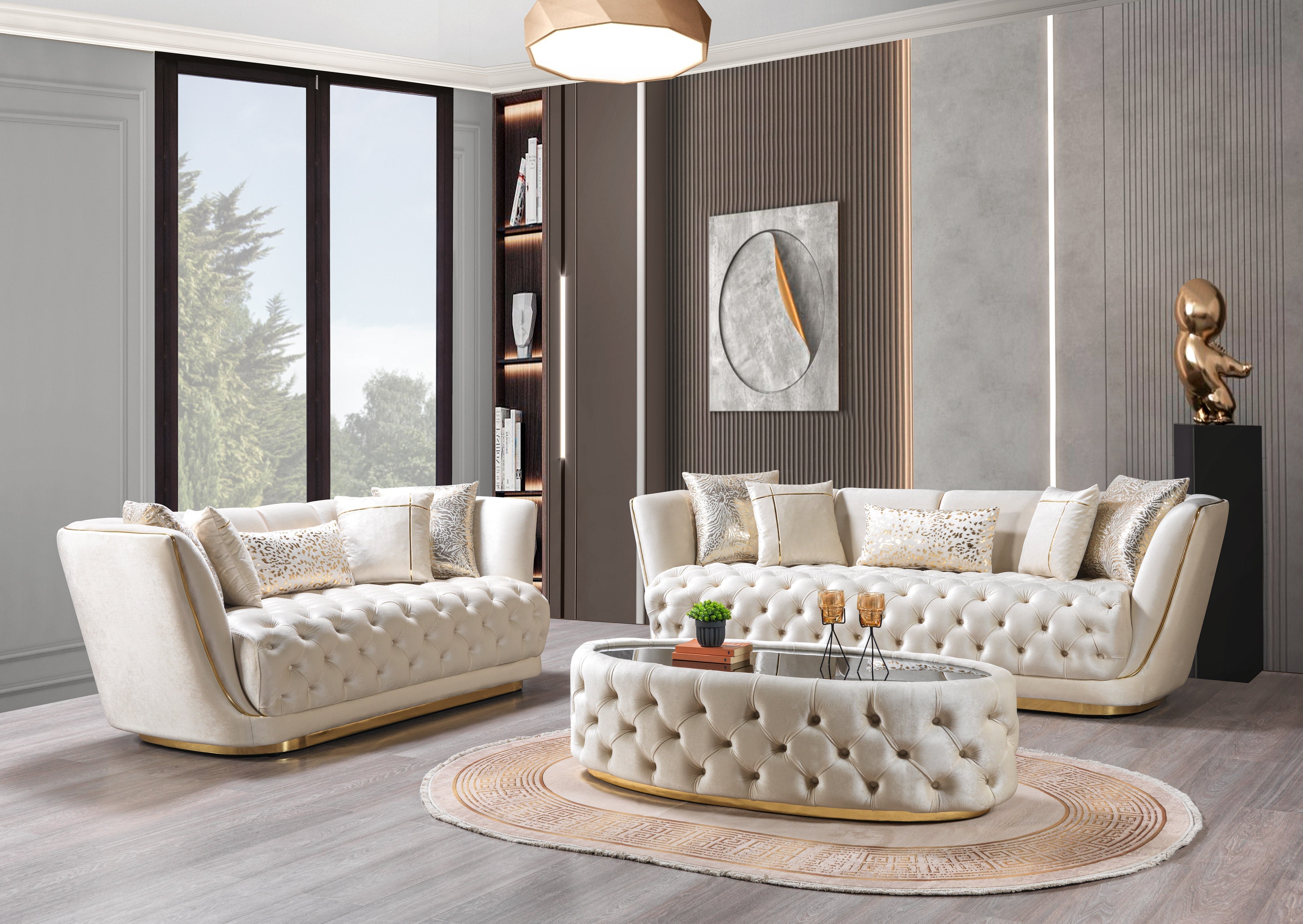 Daphne Ivory Velvet Sofa & Loveseat