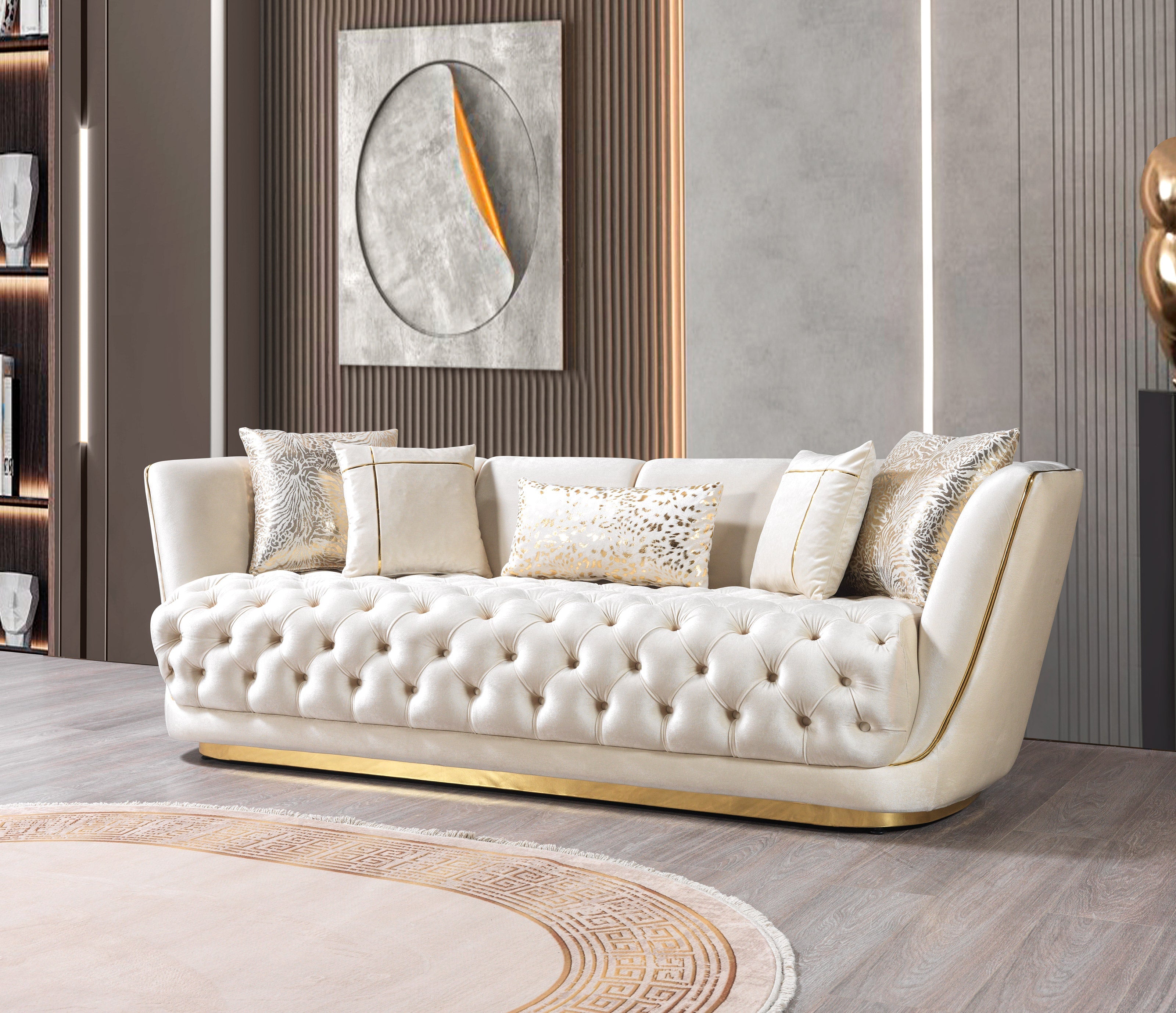 Daphne Ivory Velvet Sofa & Loveseat