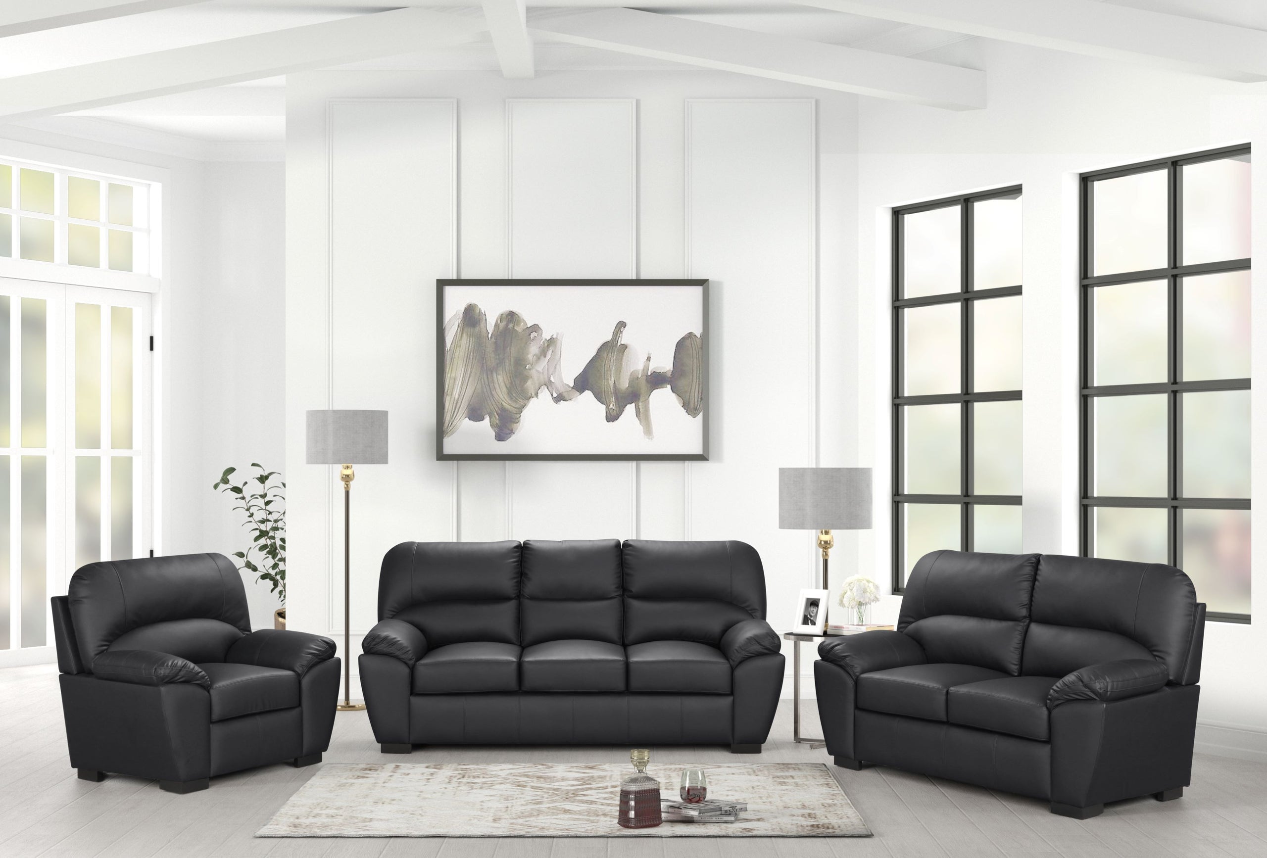 Tiffany Black 2-Piece Living Room Set