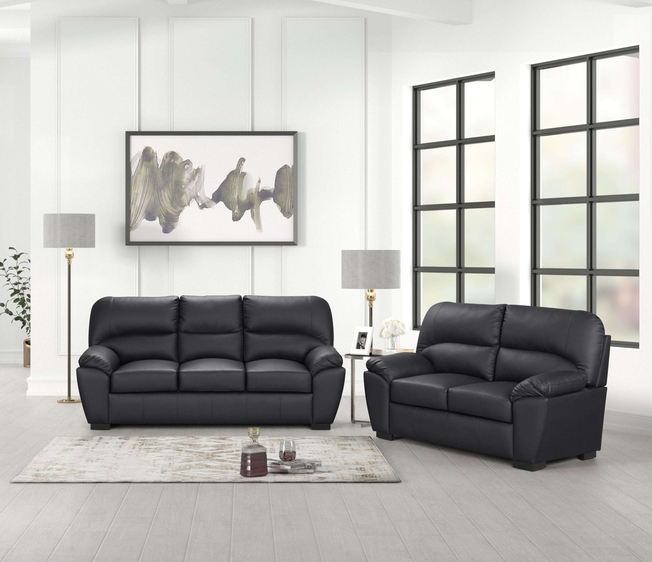 Tiffany Black 2-Piece Living Room Set