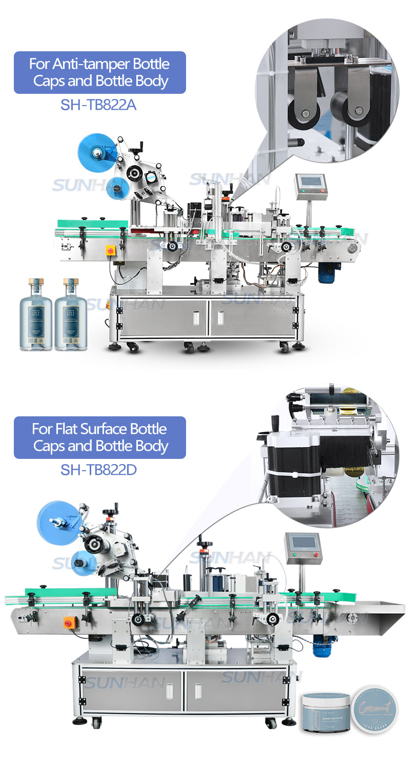 automatic bottle cap and body labeling machine