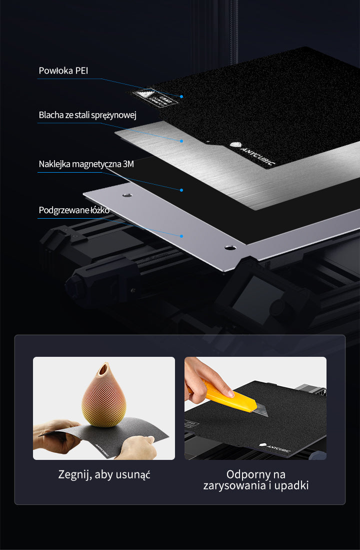 Anycubic Kobra Neo - Adhesive PEI Spring Steel Platform for Easy Removal