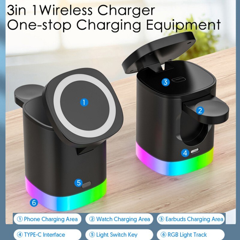3 In 1 Magnetic Wireless Fast Charger For Apple Devices