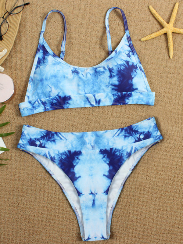 Two-piece swimsuit sexy tie-dye gradient push-up bikini