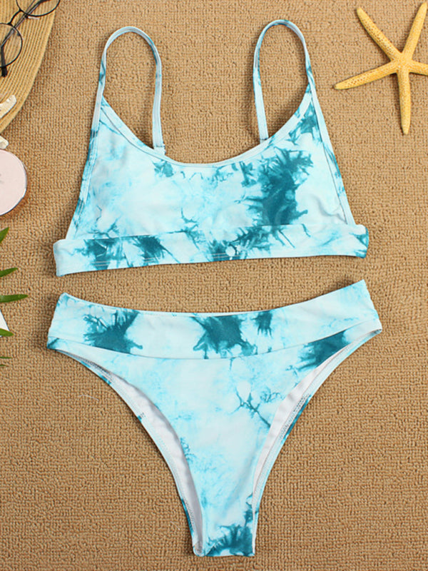 Two-piece swimsuit sexy tie-dye gradient push-up bikini