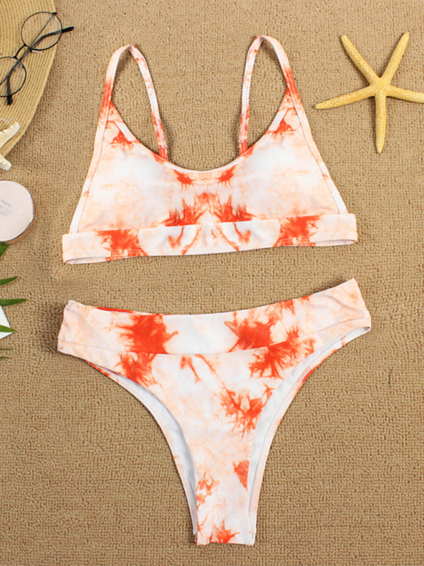 Two-piece swimsuit sexy tie-dye gradient push-up bikini