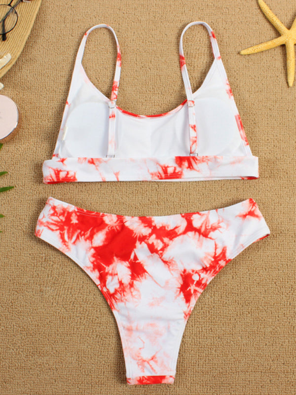 Two-piece swimsuit sexy tie-dye gradient push-up bikini