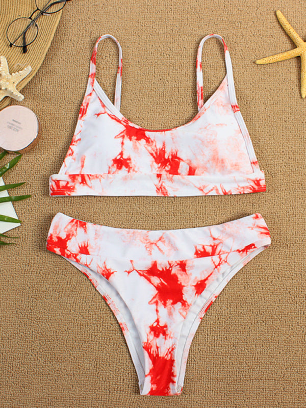 Two-piece swimsuit sexy tie-dye gradient push-up bikini