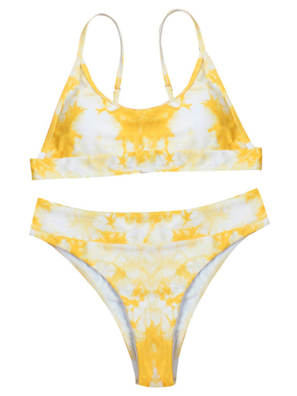 Two-piece swimsuit sexy tie-dye gradient push-up bikini