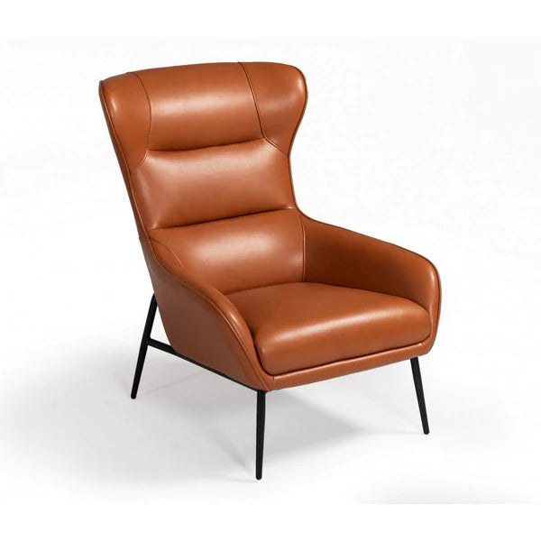 Benzara Leatherette Bucket Style Lounge Chair with Tufted Details, Brown BM223440