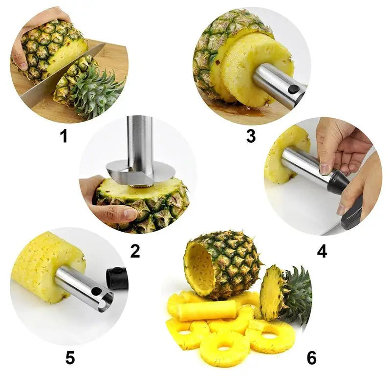 Stainless Steel Pineapple Slicer, Peeler, and Cutter - Make Fruit Preparation Easy with This Kitchen