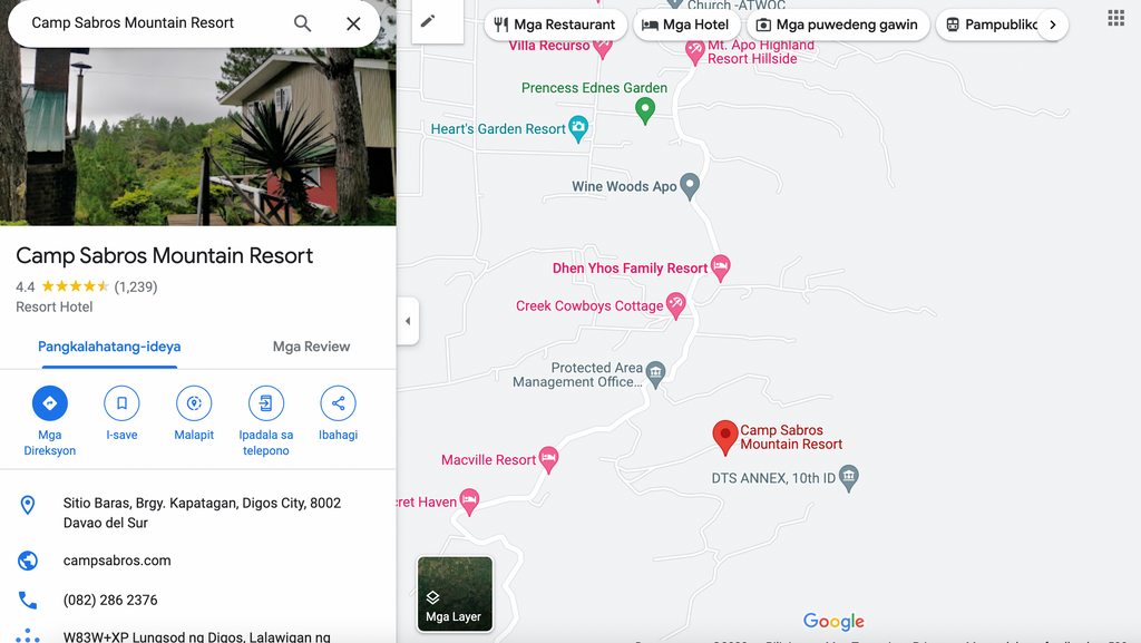 camp sabros map