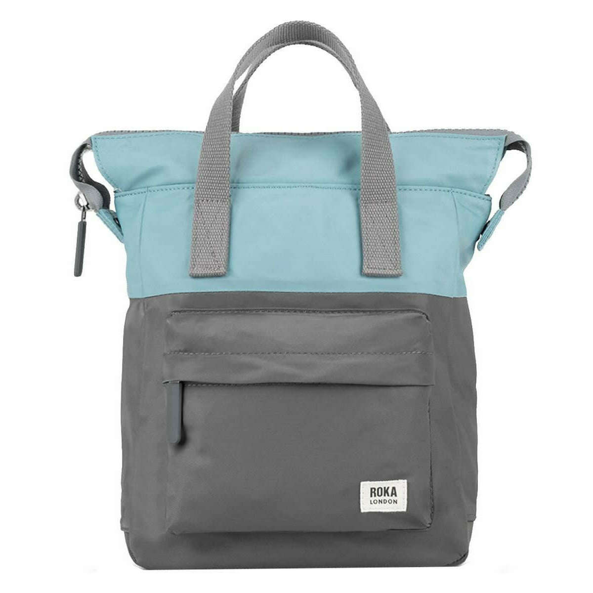 Roka Bantry B Small Creative Waste Two Tone Recycled Nylon Backpack - Graphite Grey/Spearmint Blue