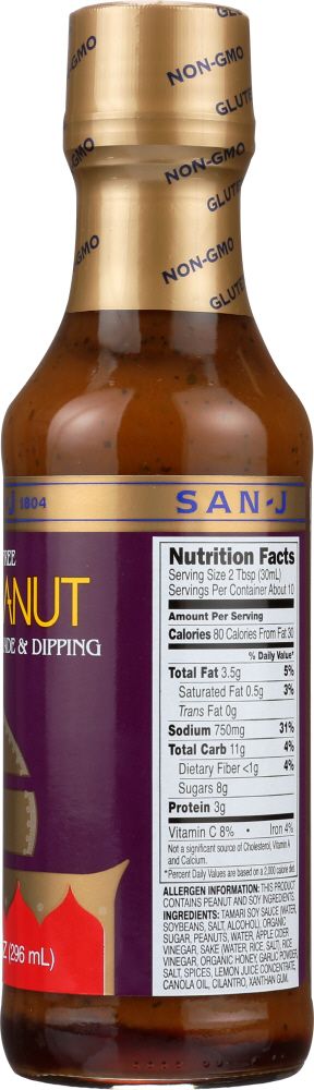 San-J Thai Peanut Mildly Spicy Marinade & Dipping Sauce - 10 Oz