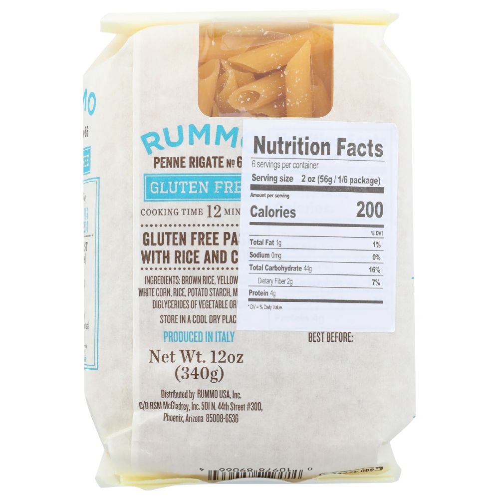 Rummo Penne Rigate Pasta Gluten Free  - 12 oz