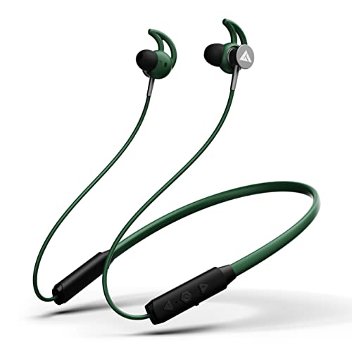 Boult Audio FXCharge Wireless in Ear Bluetooth Neckband with ENC Mic, 32H Playtime, Type-C Fast Charging (5Mins=7.5Hrs Playtime), Dual Pairing, Made in India, Biggest 14.2mm Drivers Ear Phones (Green)