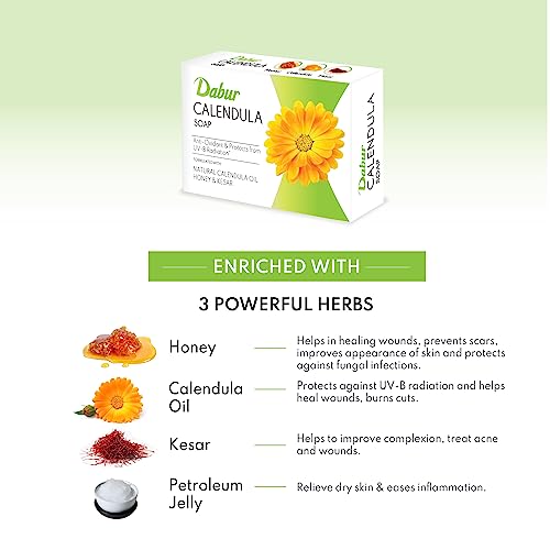 6x Dabur Calendula Soap - 450g (Pack of 6, 75g each)