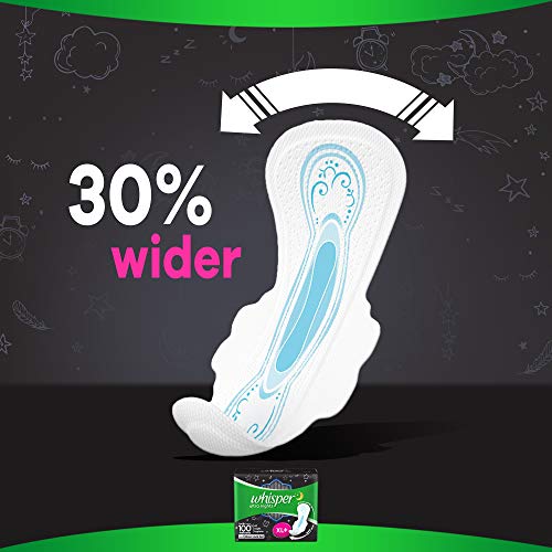 Whisper Bindazzz Night Sanitary Pads|Pack of 30 thin Pads|XL+|upto 0% Leaks|40% Longer & Wider back|Dry top sheet|Long lasting coverage|Faster absorption|31.7 cm Long|With disposable wrap