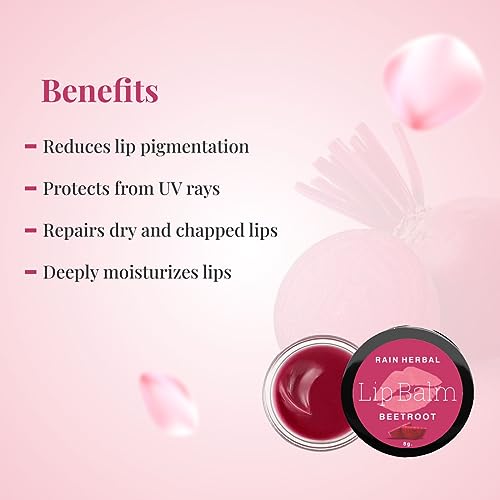 Rain Herbal BeetRoot Lip Balm with Desi Ghee & Butter for Hydrated and Nourishing Lips| 24 H Melt in Moisture Formula | 8gm