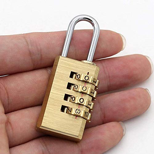 Volo 4 Digit Brass Re-Settable Combination Padlock/Password Lock/resettable Combination Lock for Travel Bags, Travel Lock, Luggage Lock