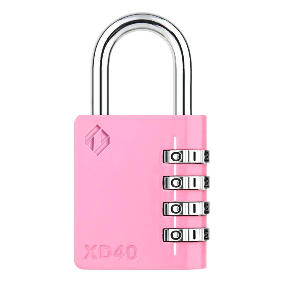 [ZARKER XD40] 4 Digit Combination Lock for Gym,Sports&Family use Locker (Pink)