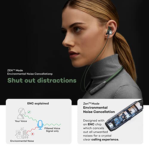 Boult Audio FXCharge Wireless in Ear Bluetooth Neckband with ENC Mic, 32H Playtime, Type-C Fast Charging (5Mins=7.5Hrs Playtime), Dual Pairing, Made in India, Biggest 14.2mm Drivers Ear Phones (Green)