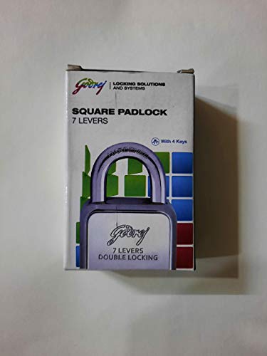 Godrej Square 7 levers Padlock 8153 Steel Finish with 4 Keys