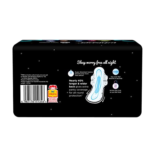 Whisper Bindazzz Night Sanitary Pads|Pack of 30 thin Pads|XL+|upto 0% Leaks|40% Longer & Wider back|Dry top sheet|Long lasting coverage|Faster absorption|31.7 cm Long|With disposable wrap