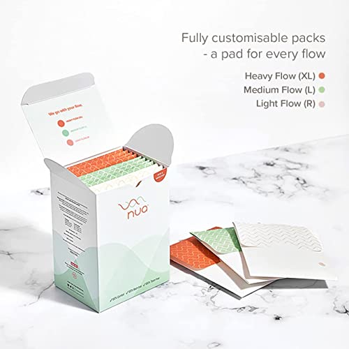 Nua Ultra-Safe Sanitary Pads For Women | 12 Ultra Thin Pads | 3 sizes in 1: Heavy Flow-XL+, Medium-XL & Light-L | Safe on Skin | Toxic-Free & Rash-Free | Unscented | Leakproof | With 12 Secure Shield Covers