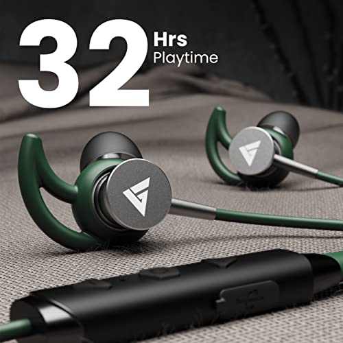 Boult Audio FXCharge Wireless in Ear Bluetooth Neckband with ENC Mic, 32H Playtime, Type-C Fast Charging (5Mins=7.5Hrs Playtime), Dual Pairing, Made in India, Biggest 14.2mm Drivers Ear Phones (Green)