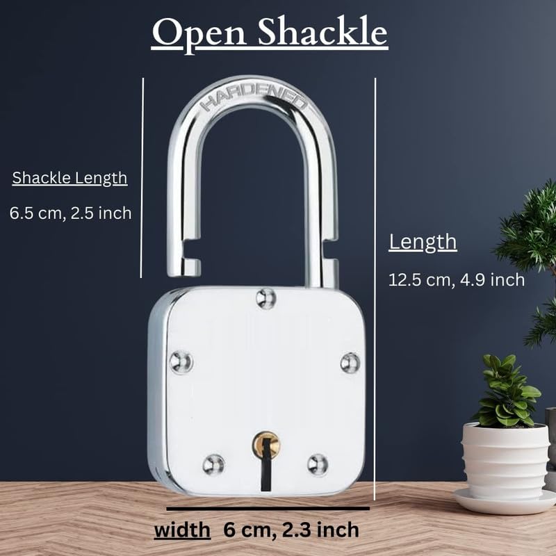 VANSON Atoot 65 mm Lock and Keys | Hardened Shackle Padlock | Home Metal Body | Double Locking | 8 Steel Lever |3 Keys | Silver Finsih | Made in India | P5