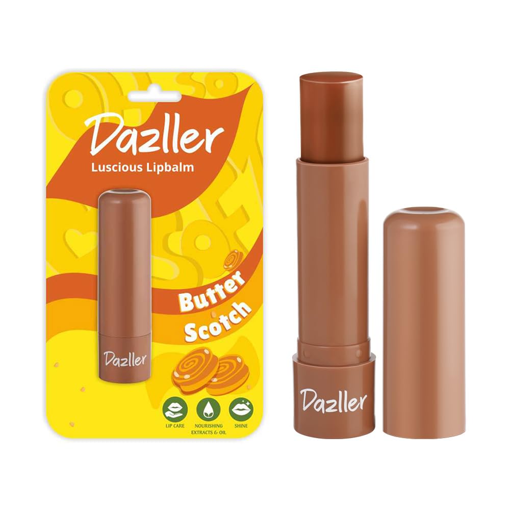 DAZLLER Luscious Lipbalm, 4G, Lb 04, Butter Scotch, Lip Care Essential, Glossy Tint, Soft And Nourished Lips All Day, No Lip Discolouration, Vegan & Cruelty-Free, Multicolor