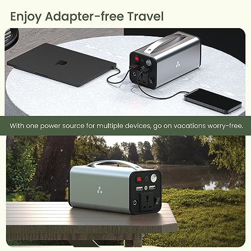 Ambrane 200W Portable Power Station Generator Perfect for Camping, Road Trips, Emergency Power, and More with Power Socket, 2 USB A, 1 DC, and 1 AC Port with LED light (Powerhub 200)