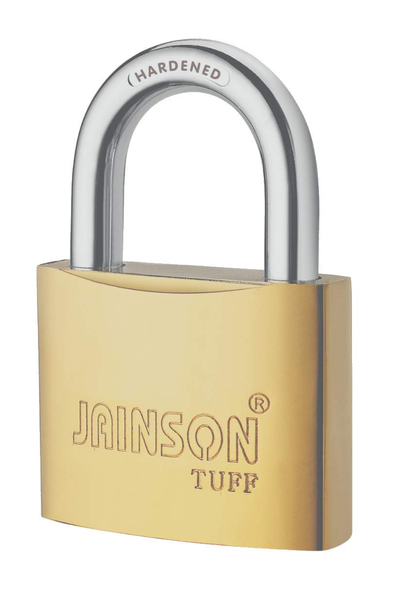 Jainson Locks Tuff Brass Plated Padlock (63mm) (Double Locking & Hardened Shackle) with 3 Cylindrical Keys