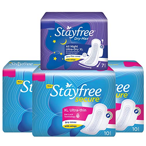 Stayfree Secure XL Ultra Thin Sanitary Napkins with Wings , Extra Large (30 30 Pads with 7 All Nights Free) (Pack of 1)