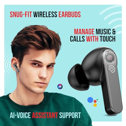 pTron Newly Launched Bassbuds Gomax TWS Earbuds, TruTalk AI-ENC Calls, 36Hrs Playtime, 13mm Drivers, in-Ear Bluetooth 5.3 Wireless Headphones, Voice Assistant, Type-C Fast Charging & IPX5 (Black)