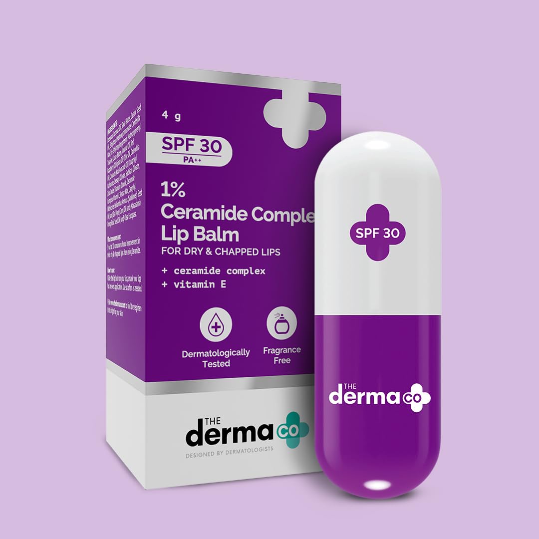 The Derma Co 1% Ceramide Complex Lip Balm with Ceramides & Vitamin E, SPF 30 PA++ for Dry & Chapped Lips - 4g