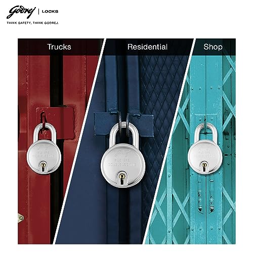 Godrej Round 7 levers (67mm) Alloy Steel Padlock 8149 Steel with 3 Keys (Silver)