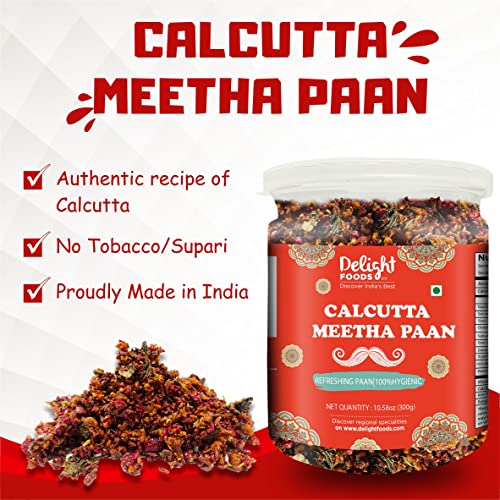 Delight Foods Premium Calcutta Meetha Paan Without Supari |Sweet Paan Hygienically Packed Traditional Mukhwas, Mouth Freshener (300 gram, Jar)