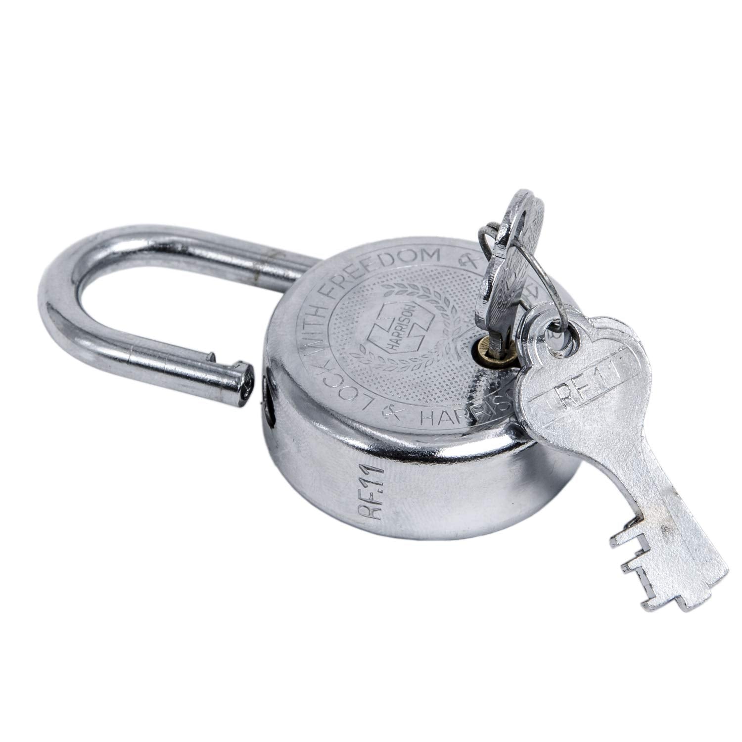 Harrison T-26/BCP-0272_PK 10 Steel 5 Levers Padlock with 3 Keys Each| Silver Finish| Round| Iron Padlock | Used for Travelling, Iron Grills| Pack of 10