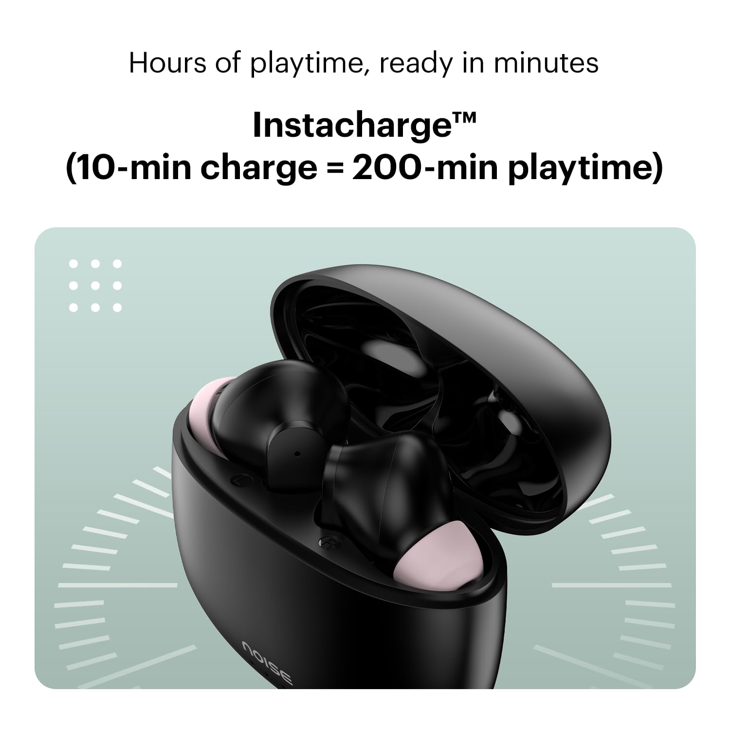 Noise Buds VS104 Truly Wireless Earbuds with 45H of Playtime, Quad Mic with ENC, Instacharge(10 min=200 min), 13mm Driver,Low Latency, BT v5.2 (Charcoal Black)