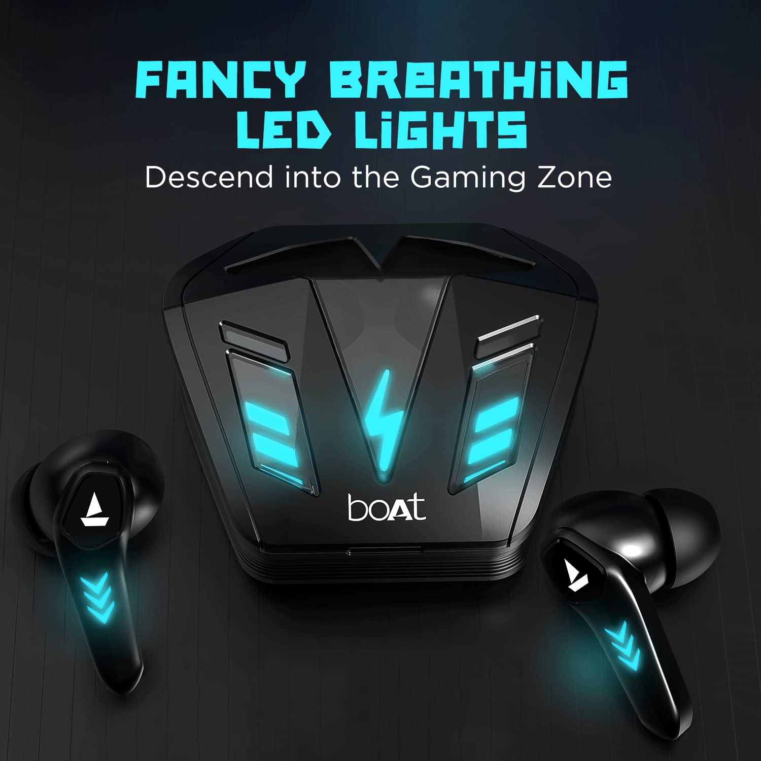 boAt Airdopes 190 TWS Earbuds with Beast? Mode(50ms) for Gaming, 40H Playtime, Breathing LEDs, Quad Mics ENx? Tech, ASAP? Charge & BTv5.3(Black Sabre)