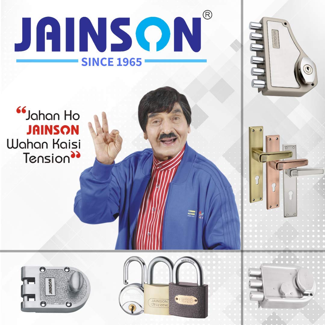 Jainson Locks Tuff Brass Plated Padlock (63mm) (Double Locking & Hardened Shackle) with 3 Cylindrical Keys