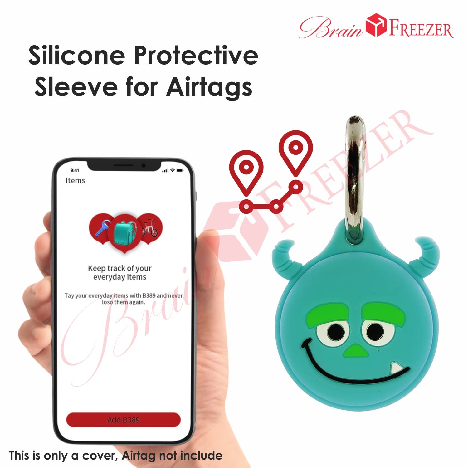 Brain Freezer Cartoon Silicone Key Ring Holder Airtag Case Cover Shockproof Anti-Fall Dust Proof Compatible with AirTag 2021 Cover (Gamer) (AirTag not Included)