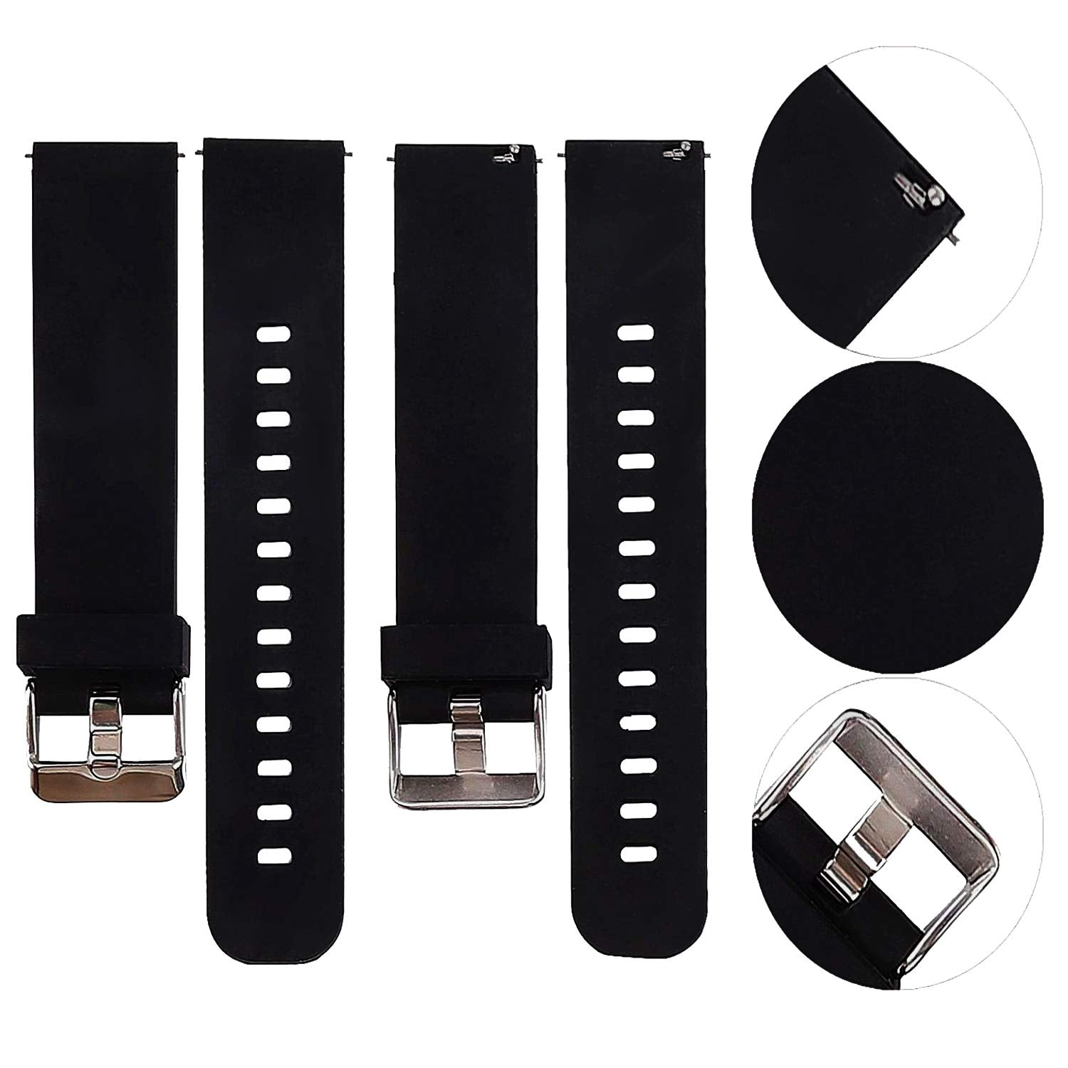 ACM Watch Strap Silicone Belt 20mm compatible with Fire Boltt Ninja 2 Max Bsw022 Smartwatch Casual Classic Band Black