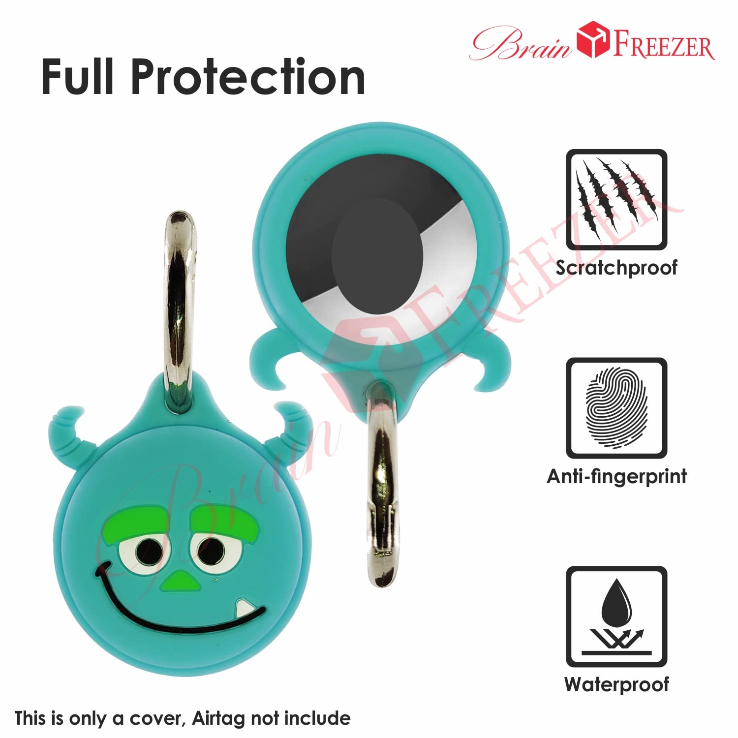 Brain Freezer Cartoon Silicone Key Ring Holder Airtag Case Cover Shockproof Anti-Fall Dust Proof Compatible with AirTag 2021 Cover (Gamer) (AirTag not Included)
